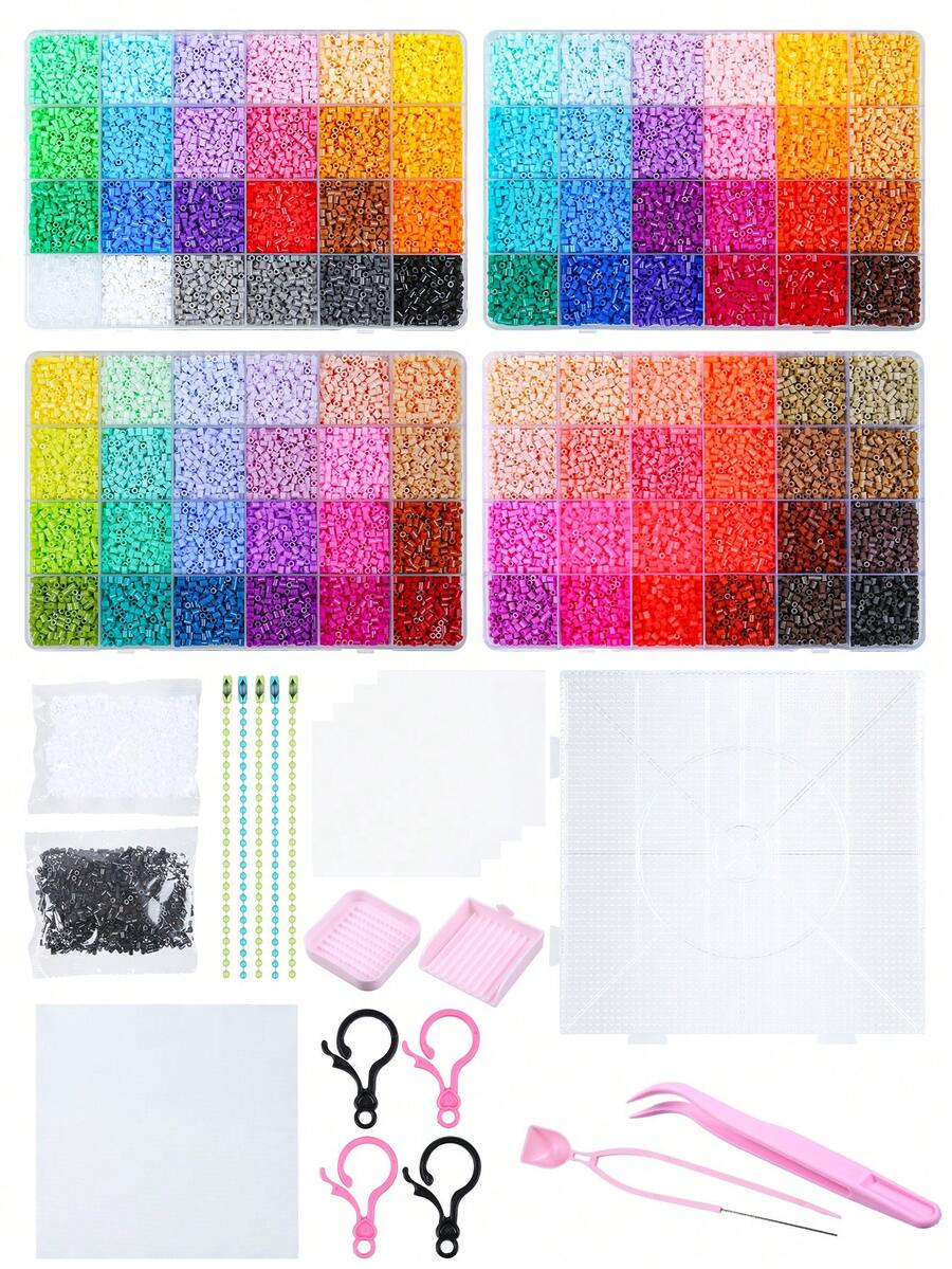 Colorful Perler Beads Set, Jewelry Making Materials, Handmade Bead Puzzle, DIY Perler Beads Kit With Tools, Keychain Handmade Materials - Perler Beads - View 1