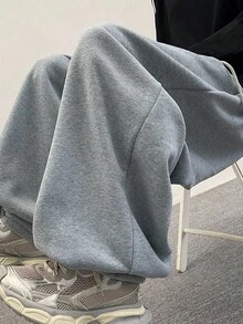 HEYKESON Men's 2 Pieces Ultra Loose Sweatpants, Collegiate Style - Light Grey - View 6