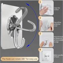Transparent Heavy Duty Adhesive Hooks, Super Strong Load-Bearing No-Drill Hook Set, Waterproof & Moisture-Proof Heavy Duty Transparent Small Hooks, Multi-Surface Applicable Strong Fixing Hooks, Home Storage Essential, High Transparency Invisible Wall Adhesive Hooks, No-Nail Damage-Free Wall Hooks, Multi-Functional Whole House Organization Hooks - Multicolor - View 5