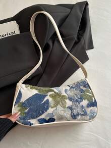 Tas Bahu Bordir Payet Terbaru 2026, Desain Niche Baru Musim Panas, Tas Gaya Cina, Tas Ketiak Kapasitas Besar - Biru - View 9