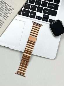 Huastonband 1件磁吸式不鏽鋼金屬錶帶，適用於Apple Watch 38mm/40mm/41mm/42mm/44mm/45mm/49mm/46mm，適合Ultra/SE/S10/S9/8/7/6/5/4/3系列。佩戴舒適，適合四季。智慧手錶配件錶帶，女性配件夏季海灘派對聚會、母親節、畢業季、返校學生同學禮物 - 玫瑰金色 - 查看 8