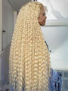 Uveous 34 Inch 613 13x4 Deep Wave Lace Front Wig Human Hair Blonde Wig Human Hair 613 Curly HD Lace Front Wigs 200% Density Pre Plucked With Baby Hair For Women - S613 - 查看 2