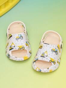 1 Pasang Sandal Anak Laki-Laki Ringan Motif Excavator, Sandal Pantai Keren untuk Liburan - Putih - View 5