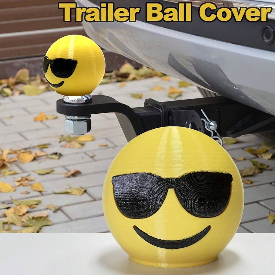 1 pieza Cubierta de enganche de remolque con cara feliz y diseño de casco a prueba de polvo, funda protectora de tapón de polvo con gancho de , cubierta protectora de bola de remolque, anti-óxido y anti-corrosión, adecuada para camiones, SUVs, RVs - A - Ver 1