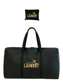 可折疊旅行袋套組，亮面飛機圖案與「LAUNDRY」字母設計，中性收納袋，便攜手提包，大容量收納袋，多功能旅行配件，盥洗包，化妝包，行李袋，搬家袋，適用於宿舍、租屋公寓、學校宿舍，防潮防塵，可收納衣物與床上用品，適合返校季、旅行、出差與居家日常收納，開學季、假期與宿舍生活的完美行李袋 - 彩色 - 查看 17
