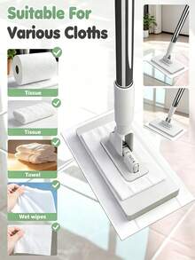 Automatic Flat Mop System, Heavy Duty Hands-Free One-Touch Cloth Change, ABS Robot-Style Mop System (No Wet Feeling), Space-Saving Design, Suitable For Standard Mops, Suitable For Floors, Windows, Kitchen And Bathroom - Multiple Styles - View 7