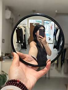 Round Wall-Mounted Decorative Corner Mirror - Full Length Horizontal Wall-Mounted Mirror, Plastic Frame, No Power Required | Home Decor Accessory, Portable Mirror, Suitable For Living Room, Bedroom, Hallway, Bathroom, Dressing Room, Room Decoration. - Multicolor - View 15