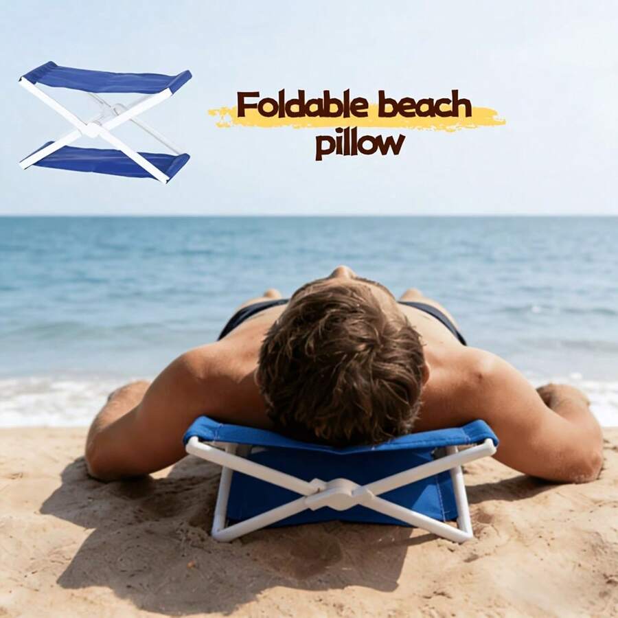 1 Pc Portable Folding Outdoor Pillow, Compact Easy Storage Cushion, Multifunctional Headrest & Back Pillow For Camping, Beach And Outdoor Relaxation