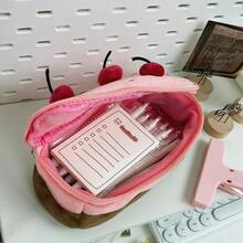 粉色創意櫻桃蛋糕筆袋 化妝包 鉛筆盒 大容量便攜文具收納袋 女生鉛筆盒 適合學校 學生 旅行 書桌收納 - 彩色 - 查看 7