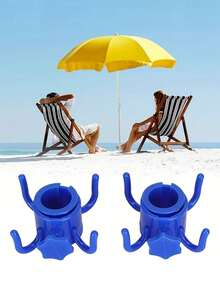 Multifunctional Beach Umbrella Hook, Adjustable 4-Prong Hook, Suitable For Towels, Bags And Hats, Fits 0.75 To 1.26 Inch Poles, Plastic Material, Suitable For Camping And Outdoor Activities - Multicolor - View 3