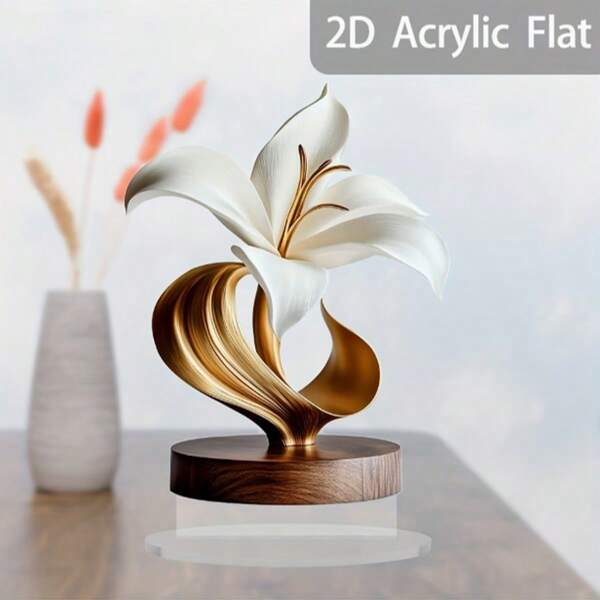 2D Flat, 1pc, 2D Flat White Flower Acrylic Desktop Decoration, Decorative Sign, Suncatcher, 2D Desktop Decoration 14.2cm X 19.99cm Multi-Functional Room, Window, Bedroom, Living Room Office Decoration, Holiday Decoration, 2D Flat