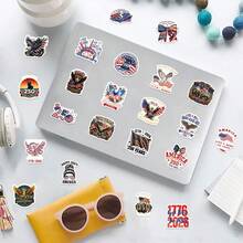 60 piezas Pegatinas del 250 aniversario de América, pegatinas de grafiti de papelería, calcomanías para fiesta, botella de agua, álbum de recortes, portátil, monopatín, computadora, bolsas de regalo, sellos de sobres, suministros de oficina, para adolescentes fans y útiles escolares - Pegatinas de aniversario - Ver 7