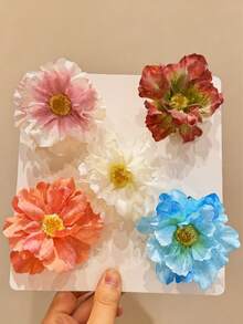 1件/5件/8件/10件裝 夏威夷風芙蓉花髮夾，多色人造熱帶芙蓉花鱷魚夾髮夾，適合女性與女孩的髮飾，適用於度假、派對、夏季海灘、日常穿著、節日配件、髮型造型配件、海灘用品、新娘婚禮配件、抓夾 - 藍色 - 查看 9