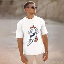 Denver Broncos Men's T-Shirt, Soft And Stretchy Cotton, Crew Neck, Comfortable Slim Fit, Breathable And Durable, Basic For Everyday Wear, Office Or Casual Outings - 白色 - 查看 2