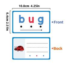 60張CVC單字發音可擦拭閃卡遊戲卡，早期閱讀發音單字拼寫閱讀學習輔助卡，幼兒園用品，聖誕襪填充禮物，返校季 - 套裝 - 查看 6
