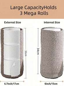 裝飾性鄉村風收納整理盒，可讓備用衛生紙全天保持乾淨乾燥，式衛生紙架，適合公寓租客，雙色編織浴室衛生紙盒，適合放置在馬桶區旁的地面上 - 彩色 - 查看 7