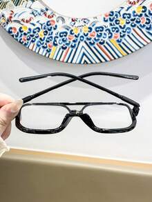 1 Pair Women's Plastic Classic Aviator Frames, French Romantic Elegant High-End Casual Texture, Fashion Glasses Suitable For Campus Model Street Photography Afternoon Tea Wear - Black - View 6