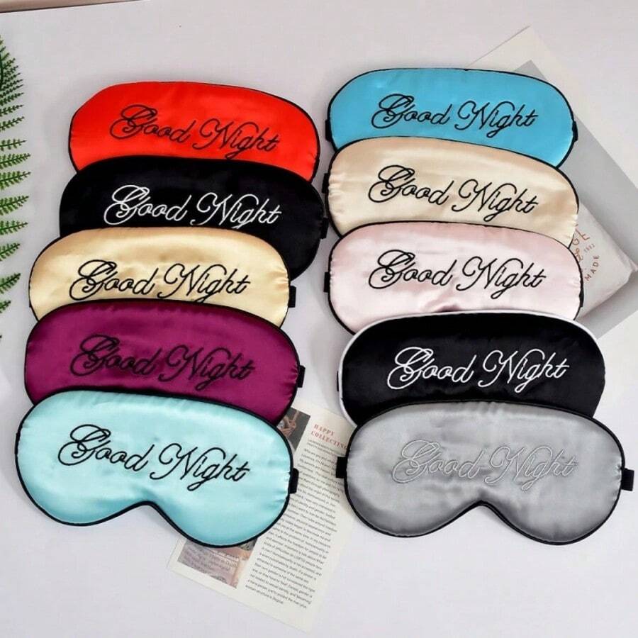 1PC Embroidered Silk Sleep Mask Silk Eye Mask Soft Blackout Blindfold With Adjustable Strap Sleeping Eye Cover Mask For Travel - A - View 1
