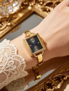 1PC Elegant Fashion Minimalist Square Pink Face Silver Bracelet Watch, Commuter Gentle Style Women's Quartz Wristwatch, Suitable For Valentine's Day, Christmas, Mother's Day, Anniversary, Thanksgiving And Other Holiday Gifts For Family And Friends - Multicolor - View 3