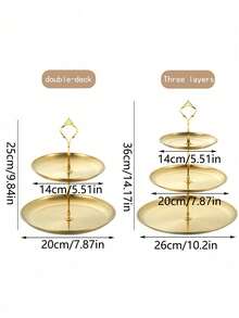3pcs/4pcs 3-Tier European Style Cake Stand For Home Daily Use (2pcs/3pcs Trays + 1pc Accessory), Multi-Layered Snack And Fruit Tray, Suitable For Tea Break Decoration, Cupcakes, Donuts, Fruits And More - Gold - View 5