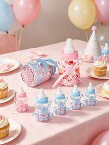 12/24Pcs Shower Party Small Gift Pink Blue Bottle Candy Box, Baby Gift Party Small Gift, Party Cake Table Decoration, Party Supplies - Multicolor - View 6