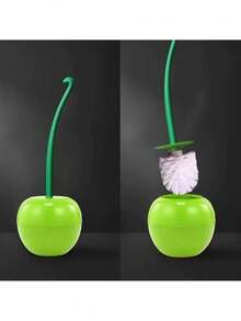 1 Cherry Pattern Toilet Brush, Household Long-Handled Soft Bristle Toilet Brush, Plastic Cleaning Brush Toilet Brush Set, Suitable For Bathroom/Hotel Bathroom Decor Autumn Decor - Multicolor - View 6