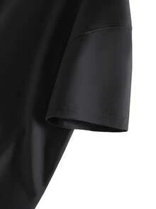 Camiseta de Hombre 100% Algodón, Corte Holgado, Cuello Redondo, Manga Corta para Verano - Negro - Ver 2