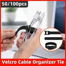 50/100PCS Reusable Nylon Hook And Loop Cable Ties Multipurpose Wire Organizer Strap For Desktop Computer Network Cables Car Wiring Harness Cord Arrangement - View 1