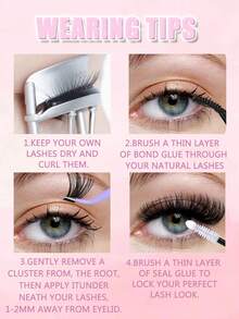 392 PCS DIY Cluster Lashes - 30D Fluffy Volume, 9‑16mm Mixed Length, Natural D‑Curl Individual Lash Extensions, Perfect For Dates & Parties, Must‑Have For Beginners - D - View 12