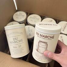 鋁製金屬收納罐，奶油色創意磨砂鐵罐，適用於居家廚房的多用途金屬收納罐 - 查看 1