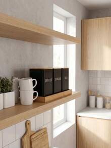 1/3pcs Tin Storage Canisters With Bamboo Lids - Moisture-Proof Airtight Kitchen Containers, Suitable For Coffee, Tea And Sugar - Easy-To-Reach Countertop Storage Rack - Black/White, Optional Tray - Multicolor - View 11