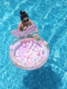 Transparent Pink Mermaid Pool Float Bed With Ball And Glitter, Inflatable Round Water Lounger For Adults, Cute Summer Pool Party Float - Multicolor - View 4