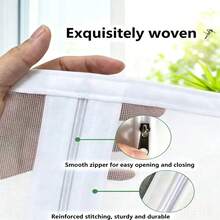 1 pieza Malla mosquitera autoadhesiva con cremallera para ventana, apta para ventanas del hogar, desmontable - A - Ver 5