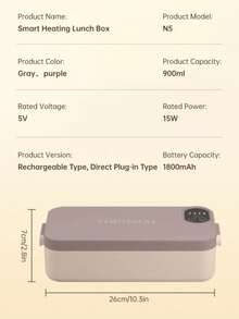 Electric Heated Lunch Box, Rechargeable Stainless Steel Thermal Lunch Box, Plug-In USB Portable Heated Lunch Box, Suitable For Car/Truck/Work/Home Heating Lunch, Truck Driver Exclusive, No Water Needed, Office/Worker Friendly, Keeps Food Warm - Multicolor - View 4