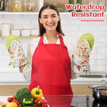 12 Pack Bib Apron,Unisex Black Commercial Apron With 2 Pockets,Unisex Black Plain Aprons With Long Ties,Kitchen Cooking Aprons For Women Men Chef,Painting BBQ Grilling Baking Restaurant,Machine Washable - 紅色 - 查看 11