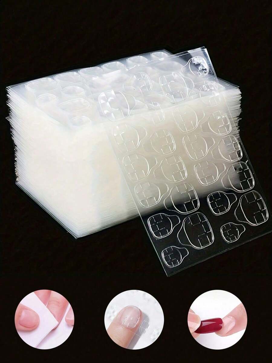 5/12/15/50/100/200片美甲果凍膠貼片，超薄果凍美甲貼，雙面黏貼，透明，可重複使用，適用於美甲藝術裝飾