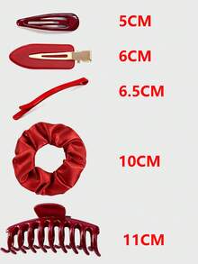 完美勃根地紅髮型造型工具與配件套裝 21件組，便攜式化妝工具包，優雅髮夾、側夾、新娘髮飾，中國紅節慶氛圍髮飾 - 酒紅色髮飾套裝 - 查看 4