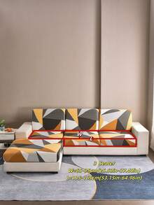 1 pièce Housse de coussin décorative pour canapé, tissu en soie de lait, motif géométrique imprimé antidérapant et élastique, formes variées et couleurs riches, housse de dossier, disponible pour canapé simple, double, triple et quatre places, convient pour le printemps, l'été, l'automne et l'hiver, s'adapte parfaitement au canapé, style quatre saisons - Multicolore - Voir 15