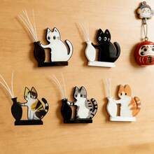 1 Set Cute Cat Fur Collector Magnetic Sticker, Can Be Attached To Refrigerator Or Used Vertically. It Can Collect Cat Hair And Also Be Used For Bouquet Decoration, Adorable Vase Design Refrigerator Magnet, Kitchen Decor Magnet, Cat Lover Gift, Pet Keepsake, Cat Hair Collector Is A Great Gift For Cat Owners - Multicolor - View 6