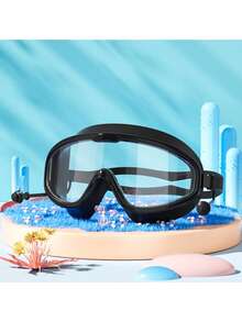 1pc Adult Large Frame Swimming Goggles, High Definition Waterproof Anti-Fog One-Piece Earplug Goggles, Unisex Swimming Equipment - 彩色 - 查看 8