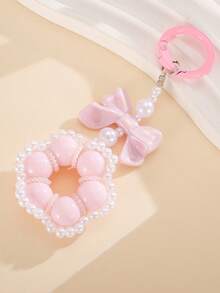 1pc Fresh Versatile Bowknot Keychain Pendant, Dopamine Handmade Woven Pearl Flower Bag Charm - 彩色 - 查看 10