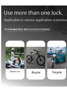 1pc Heavy Duty Bicycle Chain Lock With Key, Black Tungsten Steel Bike Lock For Mountain Bike, Road Bike, Motorcycle, Scooter, Bicycle Accessories - Multicolor - View 5