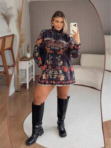 Plus Size Printed Windbreaker Jacket, Plus Size Parka, Nylon Blouse - 21 - View 2