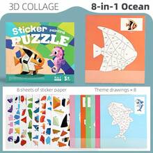 8-In-1 Kids 3D Sticker Puzzle Activity Book, Number-Based Mosaic Art Craft Kit, 6 Themes Available, Calming Educational Toy For Boys And Girls - 3D Collage Picture Book - View 14