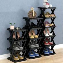Multi-Layer Narrow Shoe Storage Rack, Foldable X-Shaped Shoe Organizer, Space-Saving Vertical Shoe Rack, Suitable For Entryway, Hallway, Bedroom, Apartment - Multicolor - View 3