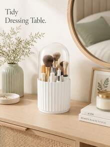 Minimalist Beauty Storage With Divided Compartments To Stop Clutter Modern Acrylic Makeup Brush Holder For Urban Professionals Compact Vanity Decor Ideal For Bathroom Countertop To Hold Eye Shadow Brushes - A - View 4