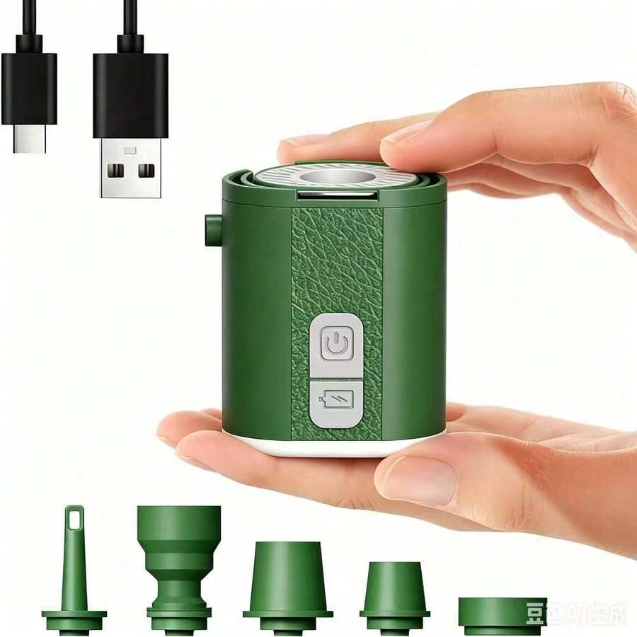 Portable Mini Air Pump – Rechargeable 1600mAh, 3.8kPa, Built-In Light, Inflator/Deflator For Sleeping Pads, Pool Floats, Camping - Multicolor - View 1