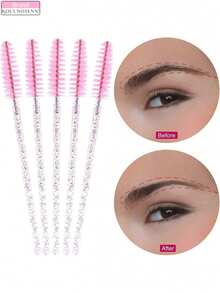 KOUUNOTENN Bộ dụng cụ nối mi gồm 1 kẹp bấm mi, 5 cọ, 1 nhíp, dụng cụ trang điểm - Hồng - Xem 6