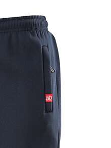 Men's Winter Thermal Lined Long Pants, Drawstring Elastic Waist Zipper Pockets Comfortable Versatile Trousers - Navy Blue - View 4