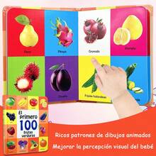 1pc Spanish 100 Fruits & Vegetables Cognition Book, Colorful Real-Life Photos, Spanish Vocabulary, Learn Words While Viewing Pictures, Easily Start Spanish Language Learning, Improve Cognitive And Language Ability, An Ideal Holiday Gift Back To School - Orange - View 4
